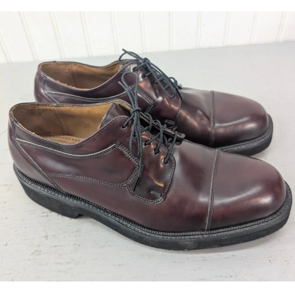 Florsheim Comfortech Oxford Shoes Mens Size 9M Burgundy Leather Cap Toe 30626